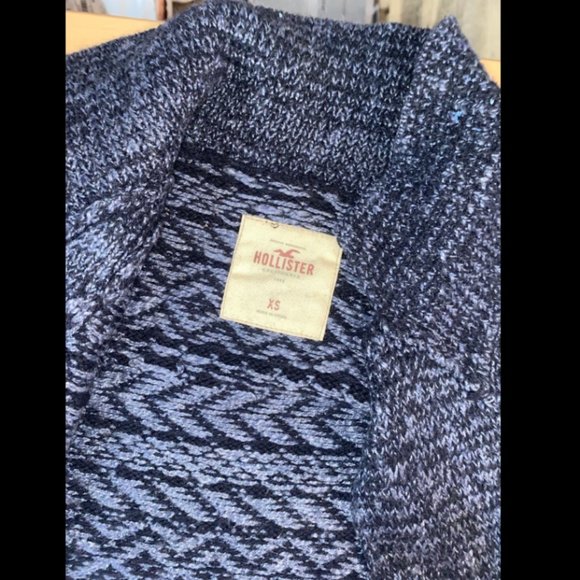 Navy blue and light blue zip up sweater, women's size xs, knit sweater - Picture 3 of 3